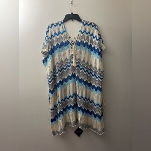 Blue and White Chevron Swim Coverup